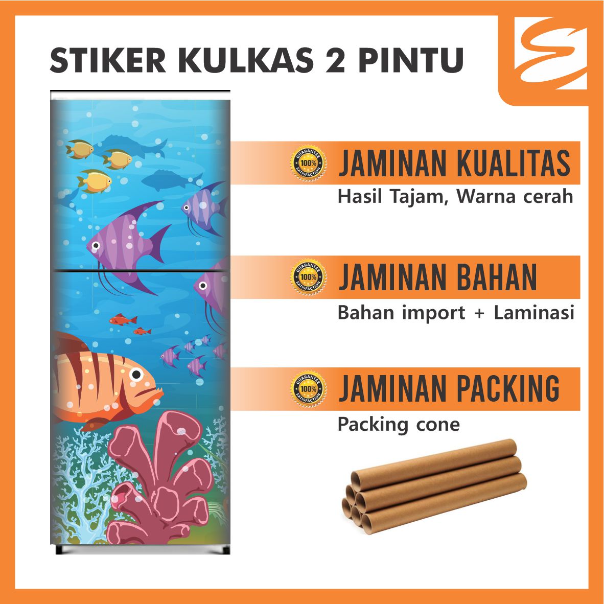 Stiker Kulkas 2 Pintu (60cm x 150cm) - DeepSea - Elni Printing