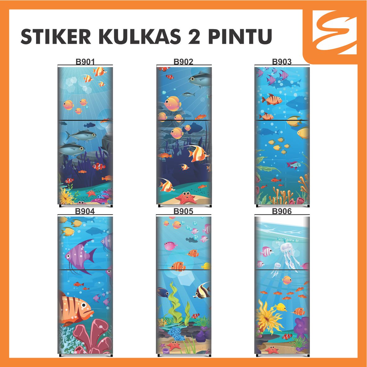  Stiker  Kulkas  2 Pintu 60cm x 150cm DeepSea Elni Printing