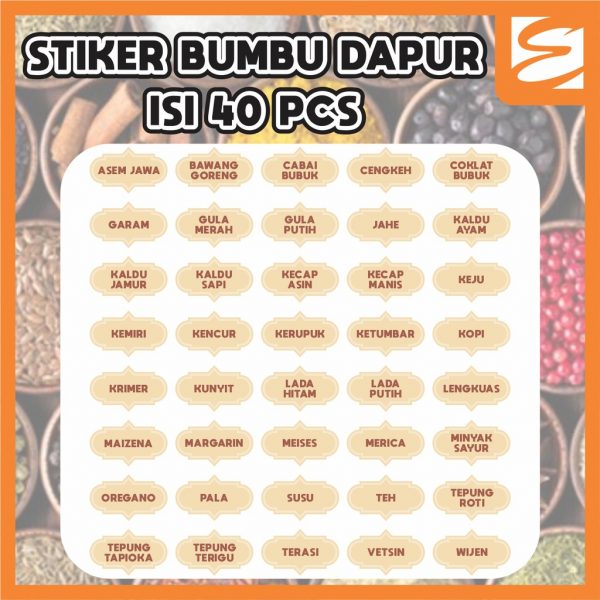 Stiker Bumbu Dapur 40 pcs/ Label Bumbu / Label Penanda