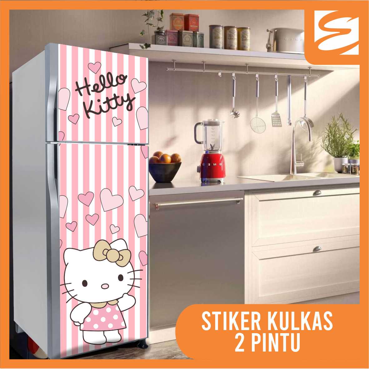 Stiker Kulkas  2 Pintu 60x150cm hello  kitty  Elni Printing